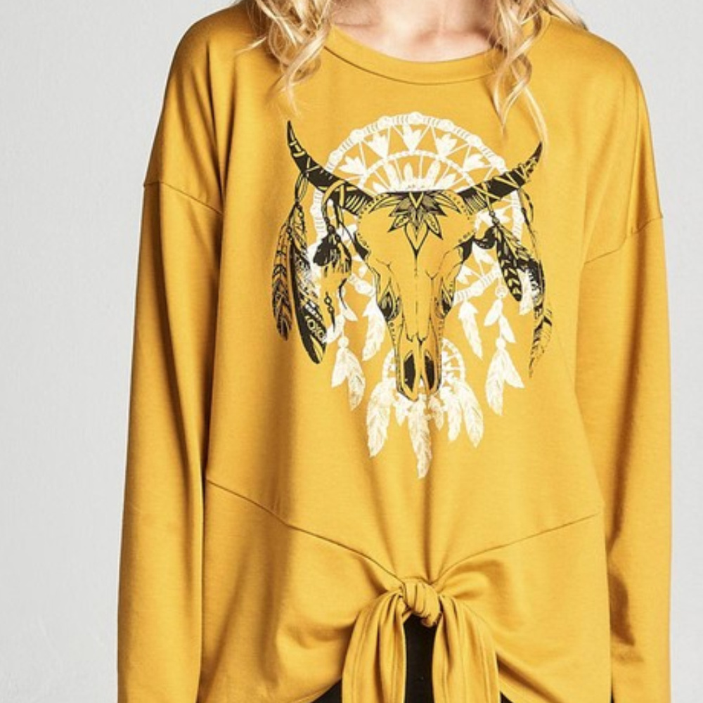MUSTARD BULL PRINT TOP - Picture 3 of 3